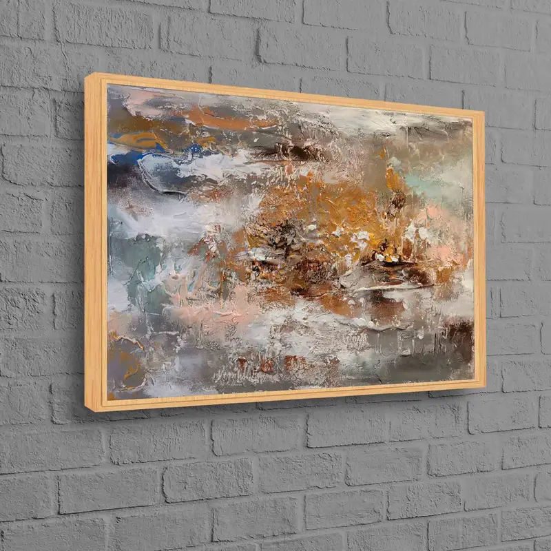 Contemporary Brown Oil Art: Soft Tones Printed Canvas