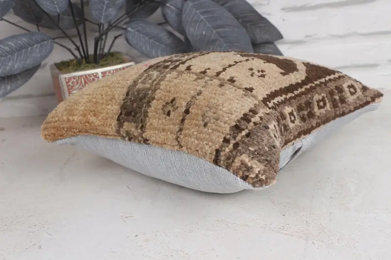 Natural Cushion Cover, Cushion, Outdoor Throw Cushion Cover, Throw Kilim Pillow, Pillow for Sofa, 12x12 Beige Pillow Case, Gift Pillow - 6