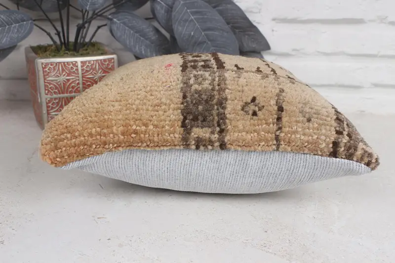 Natural Cushion Cover, Cushion, Outdoor Throw Cushion Cover, Throw Kilim Pillow, Pillow for Sofa, 12x12 Beige Pillow Case, Gift Pillow - 5