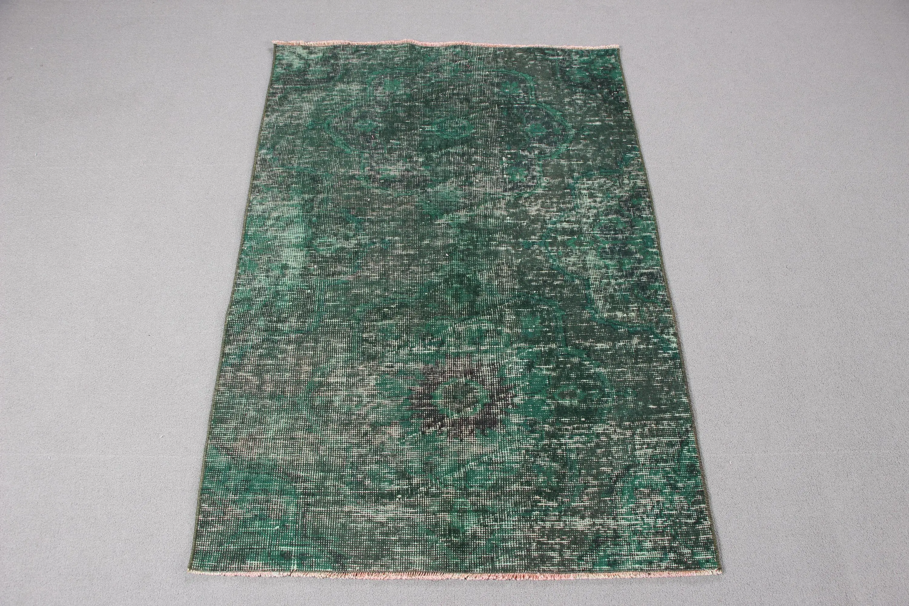 2.9x4.3 ft Vintage Rug, Turkish Small Rug, Green Wool Rug - 1
