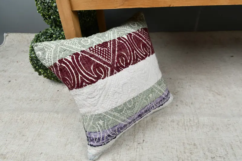 Floor Pillow, Boho Pillow Sham Cover, Vintage Throw Cushion, Pillow Cover, Handmade Kilim Cushion, 16x16 Green Cushion Cover, Kilim Pillow Cover - 7