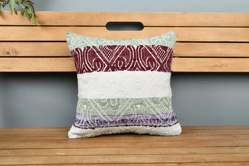 Floor Pillow, Boho Pillow Sham Cover, Vintage Throw Cushion, Pillow Cover, Handmade Kilim Cushion, 16x16 Green Cushion Cover, Kilim Pillow Cover - 6