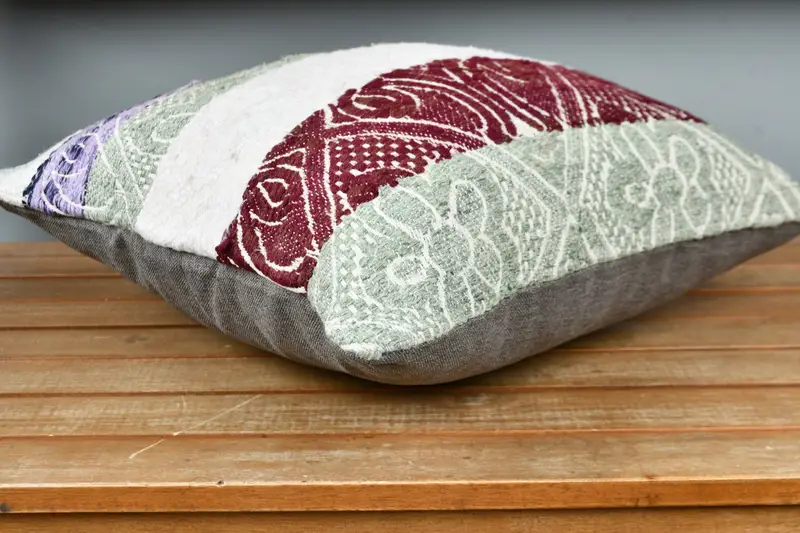 Floor Pillow, Boho Pillow Sham Cover, Vintage Throw Cushion, Pillow Cover, Handmade Kilim Cushion, 16x16 Green Cushion Cover, Kilim Pillow Cover - 3