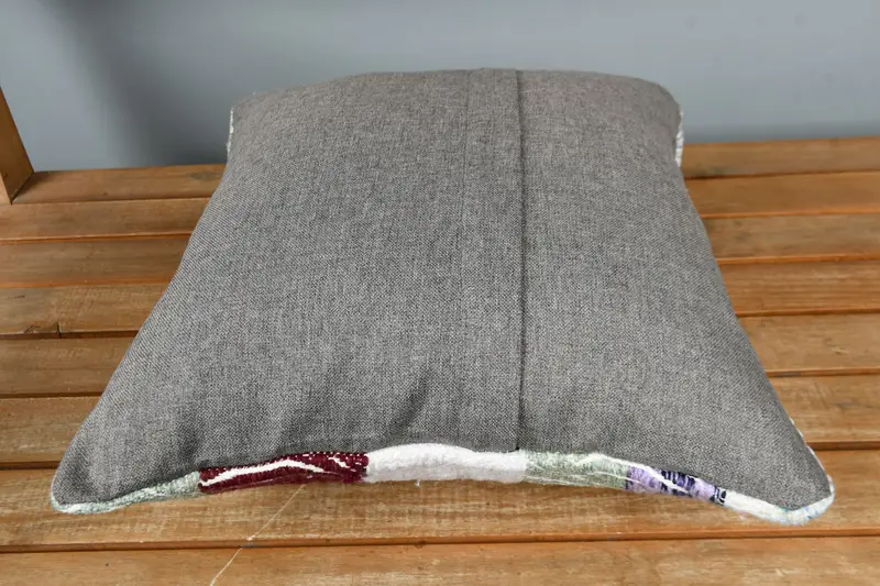 Floor Pillow, Boho Pillow Sham Cover, Vintage Throw Cushion, Pillow Cover, Handmade Kilim Cushion, 16x16 Green Cushion Cover, Kilim Pillow Cover - 5