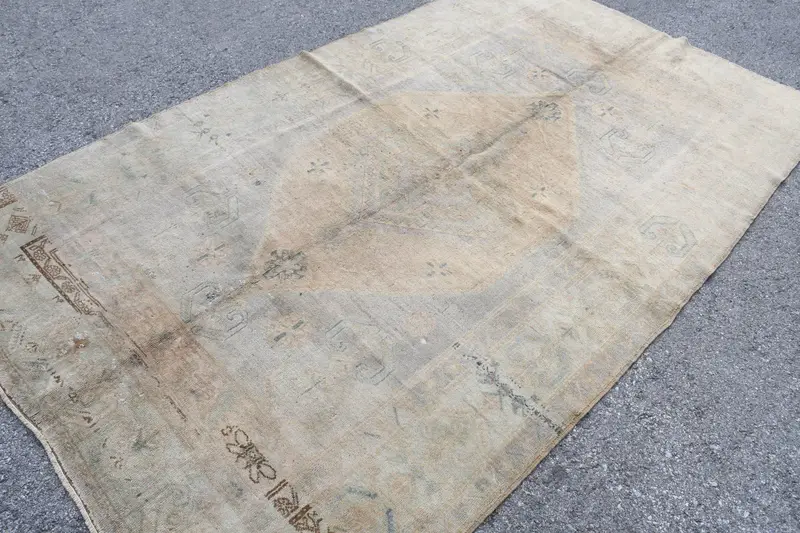 Oushak Halı, 5.2x9 ft Vintage Halı, Kahverengi Bordürlü Halı Yün - 1