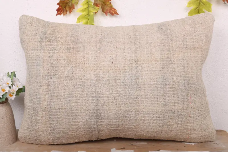 Vintage Pillow, Cushion Cover, Kilim Pillow Cover, Christmas Pillow Cover, Pillow for Sofa, Seat Cushion, 16x24 Beige Pillow - 2