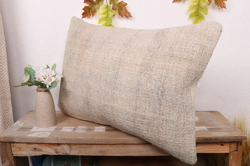 Vintage Pillow, Cushion Cover, Kilim Pillow Cover, Christmas Pillow Cover, Pillow for Sofa, Seat Cushion, 16x24 Beige Pillow - 4