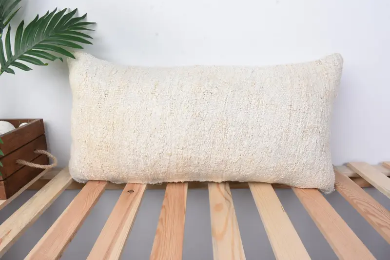 Vintage Kilim Pillow, Pillow Case, 12x24 Beige Pillow Sham, Southwestern Pillow Cover, Interior Designer Pillow, Vintage Pillow, Ethnic Throw Pillow - 1