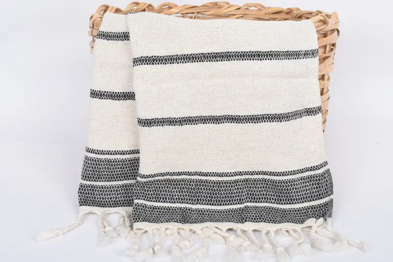 Gift For Boyfriend, Custom Hand Towel, Custom Name Towel, Towel With Name, 40x20 Linen Striped Towel, Monogram Kitchen Towel, Bathroom Towels - 5