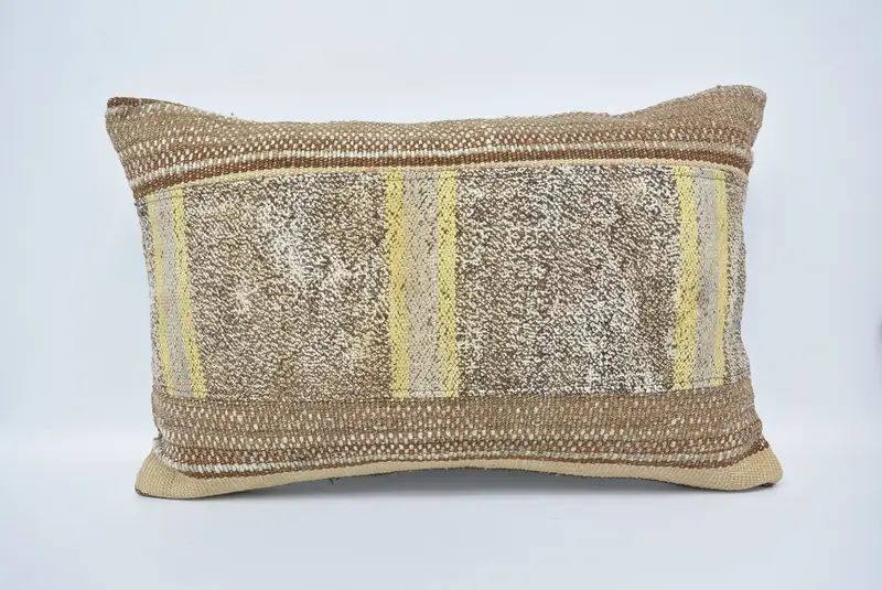 Turkish Kilim Pillow, 16x24 Brown Pillow, Outdoor Cushion Cover, Vintage Kilim Pillow, Traditional Cushion Cover, Kilim Pillow Cover, Pillow Cover - 1
