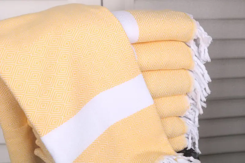 Beach Towel Dark Yellow Cotton 40x71 Inches, Personalized Gift