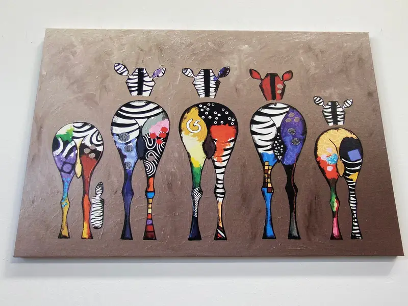 Banksy Zebra Art, Colorful Zebra Wall Art, Abstract Oil Painting on Canvas, Animals Prints, Zebra Abstract Canvas, Colorful Animal Wall Art - 1