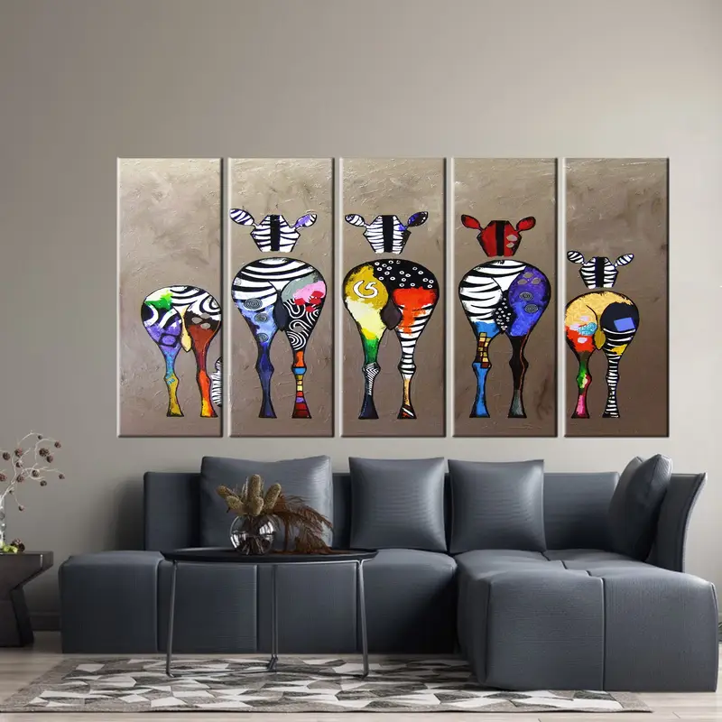 Banksy Zebra Art, Colorful Zebra Wall Art, Abstract Oil Painting on Canvas, Animals Prints, Zebra Abstract Canvas, Colorful Animal Wall Art - 3