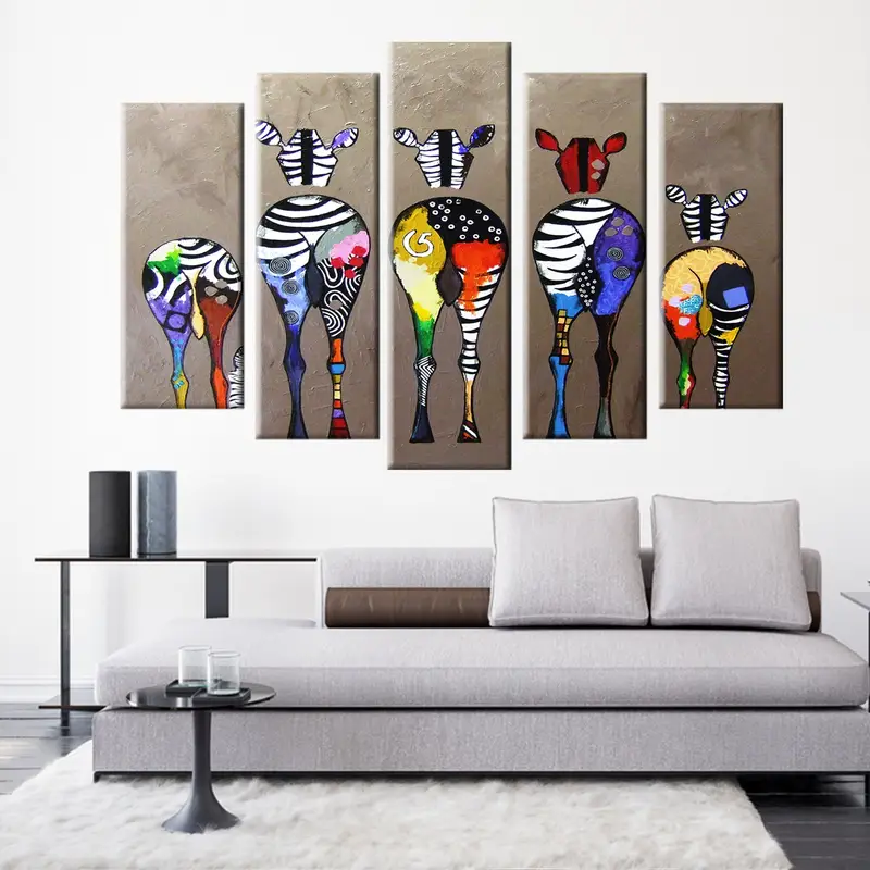 Banksy Zebra Art, Colorful Zebra Wall Art, Abstract Oil Painting on Canvas, Animals Prints, Zebra Abstract Canvas, Colorful Animal Wall Art - 6