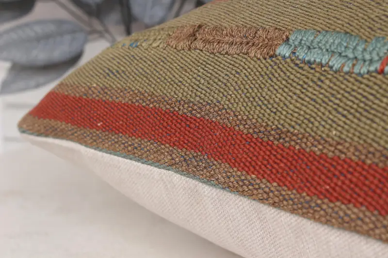 Boho Pillow, Boho Chic Cushion Case, 20x28 Blue Cushion, Customized Pillow Sham, Kilim Pillow Cover, Vintage Kilim Pillow, Couch Pillow Case, Pillow - 7
