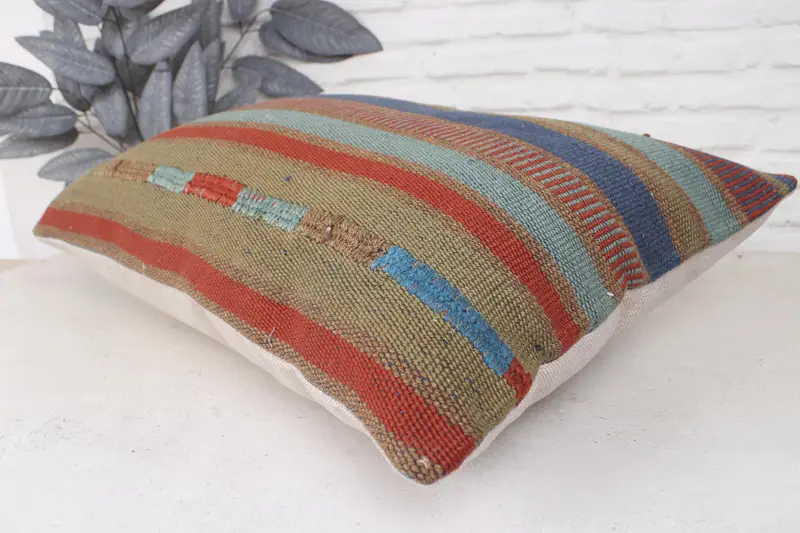 Boho Pillow, Boho Chic Cushion Case, 20x28 Blue Cushion, Customized Pillow Sham, Kilim Pillow Cover, Vintage Kilim Pillow, Couch Pillow Case, Pillow - 6