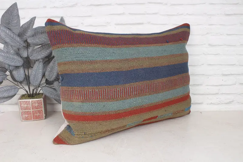 Boho Pillow, Boho Chic Cushion Case, 20x28 Blue Cushion, Customized Pillow Sham, Kilim Pillow Cover, Vintage Kilim Pillow, Couch Pillow Case, Pillow - 3