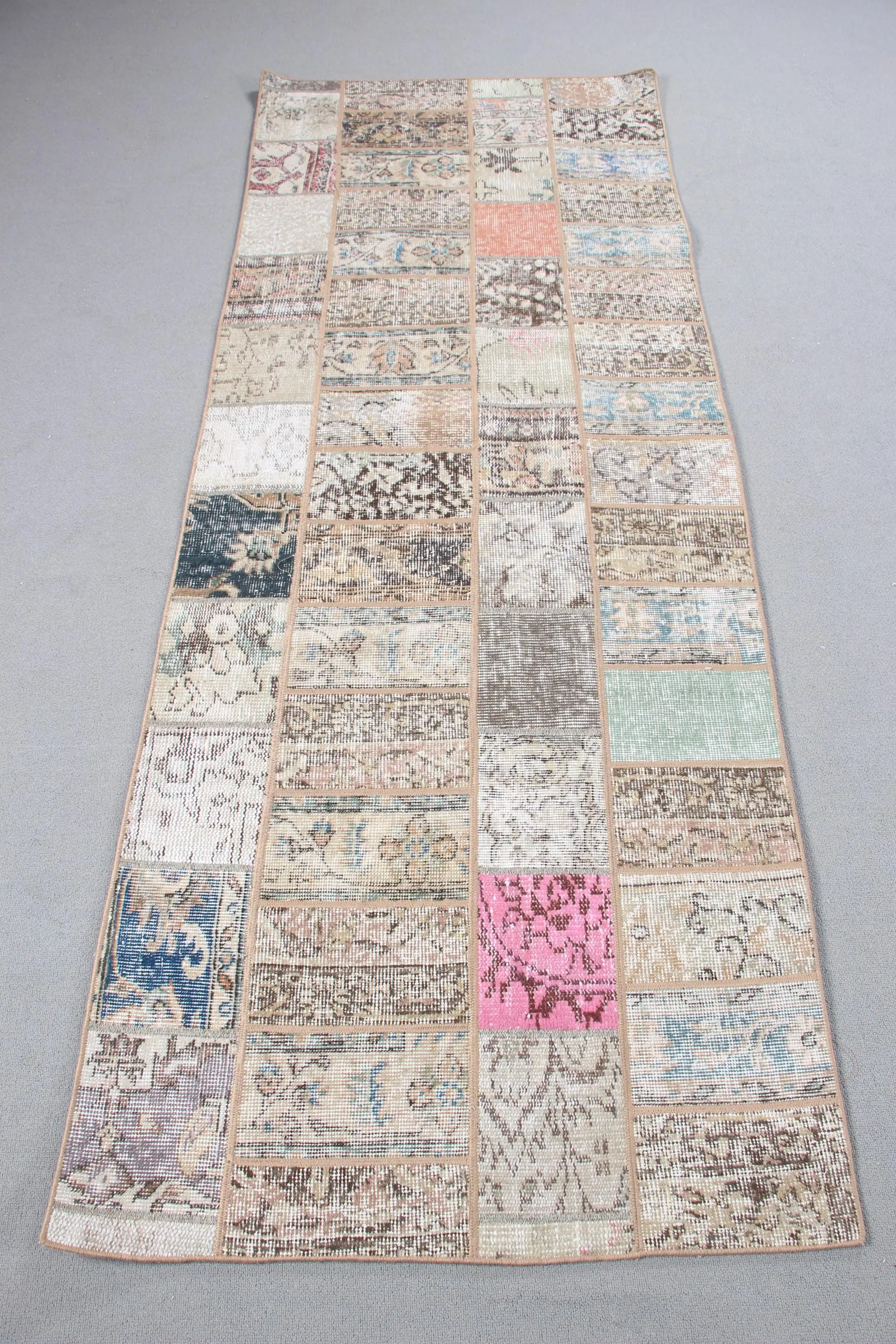 Turkish Vintage Rug, 2.9x7.8 ft Runner Rug, Brown Ombré Rug - 1