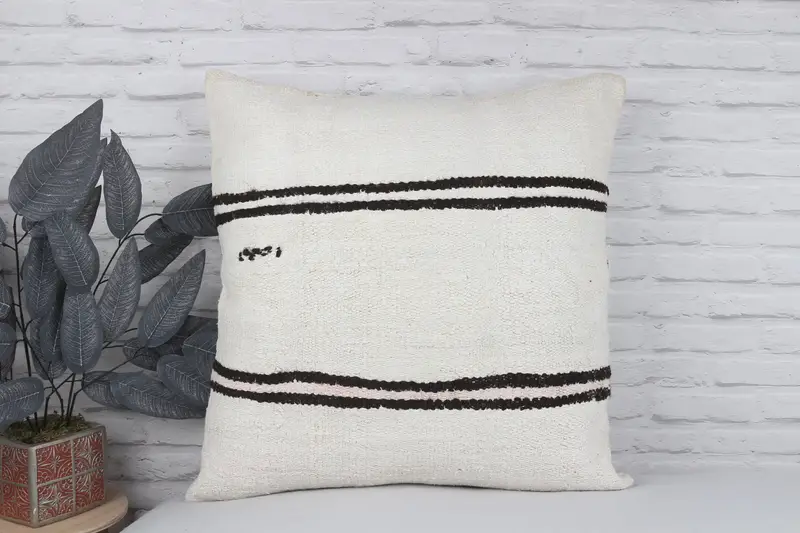 Kilim Cushion Sham, Ethnic Cushion Cover, Home Decor Pillow, Pillow Cover, Nautical Throw Pillow Case, Kilim Pillow, 24x24 White Pillow Cover - 2