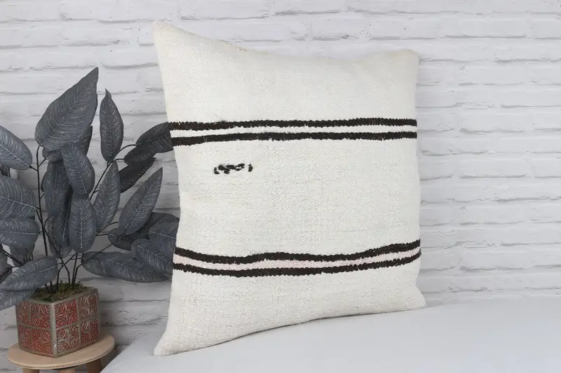 Kilim Cushion Sham, Ethnic Cushion Cover, Home Decor Pillow, Pillow Cover, Nautical Throw Pillow Case, Kilim Pillow, 24x24 White Pillow Cover - 3