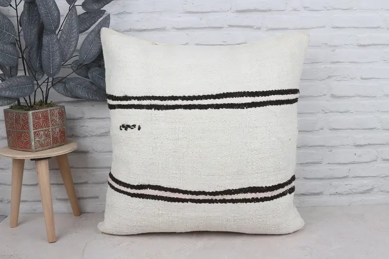 Kilim Cushion Sham, Ethnic Cushion Cover, Home Decor Pillow, Pillow Cover, Nautical Throw Pillow Case, Kilim Pillow, 24x24 White Pillow Cover - 1