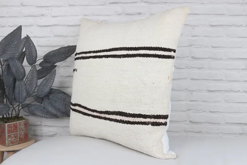Kilim Cushion Sham, Ethnic Cushion Cover, Home Decor Pillow, Pillow Cover, Nautical Throw Pillow Case, Kilim Pillow, 24x24 White Pillow Cover - 4