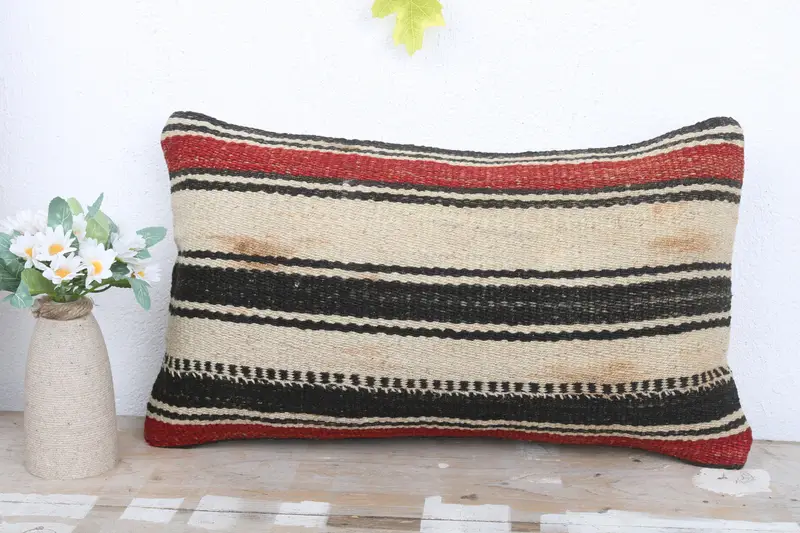 12x20 White Pillow, Turkish Pillow, Pillow Case, Kilim Pillow, Vintage Kilim Throw Pillow, Decorative Bolster Cushion Case, Yoga Cushion - 2
