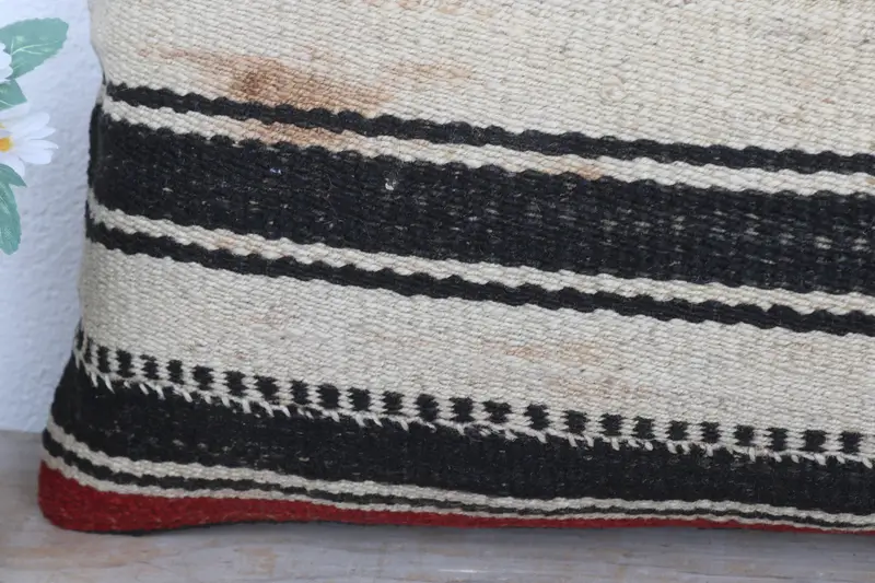 12x20 White Pillow, Turkish Pillow, Pillow Case, Kilim Pillow, Vintage Kilim Throw Pillow, Decorative Bolster Cushion Case, Yoga Cushion - 3