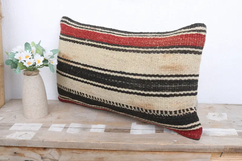 12x20 White Pillow, Turkish Pillow, Pillow Case, Kilim Pillow, Vintage Kilim Throw Pillow, Decorative Bolster Cushion Case, Yoga Cushion - 4