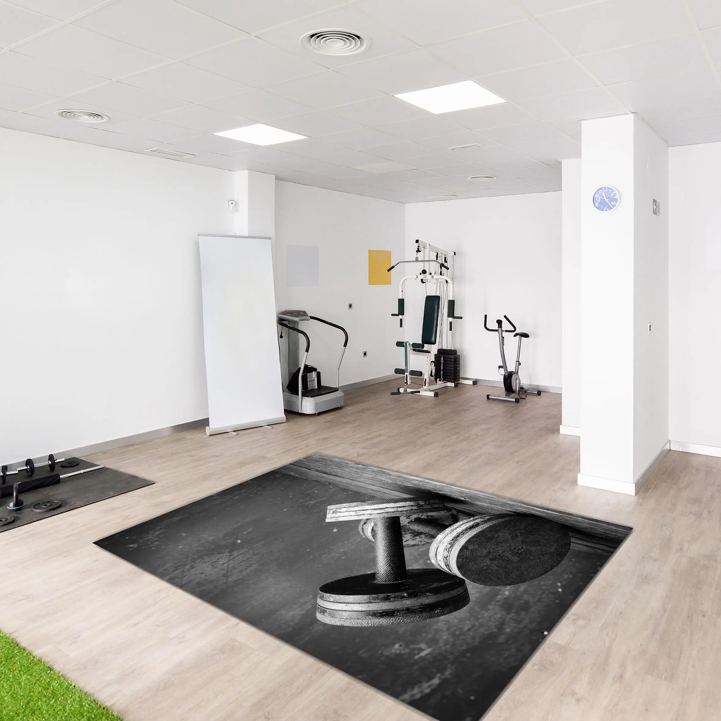 Motivational Printed Rug - Gym, Black and White Design - 1