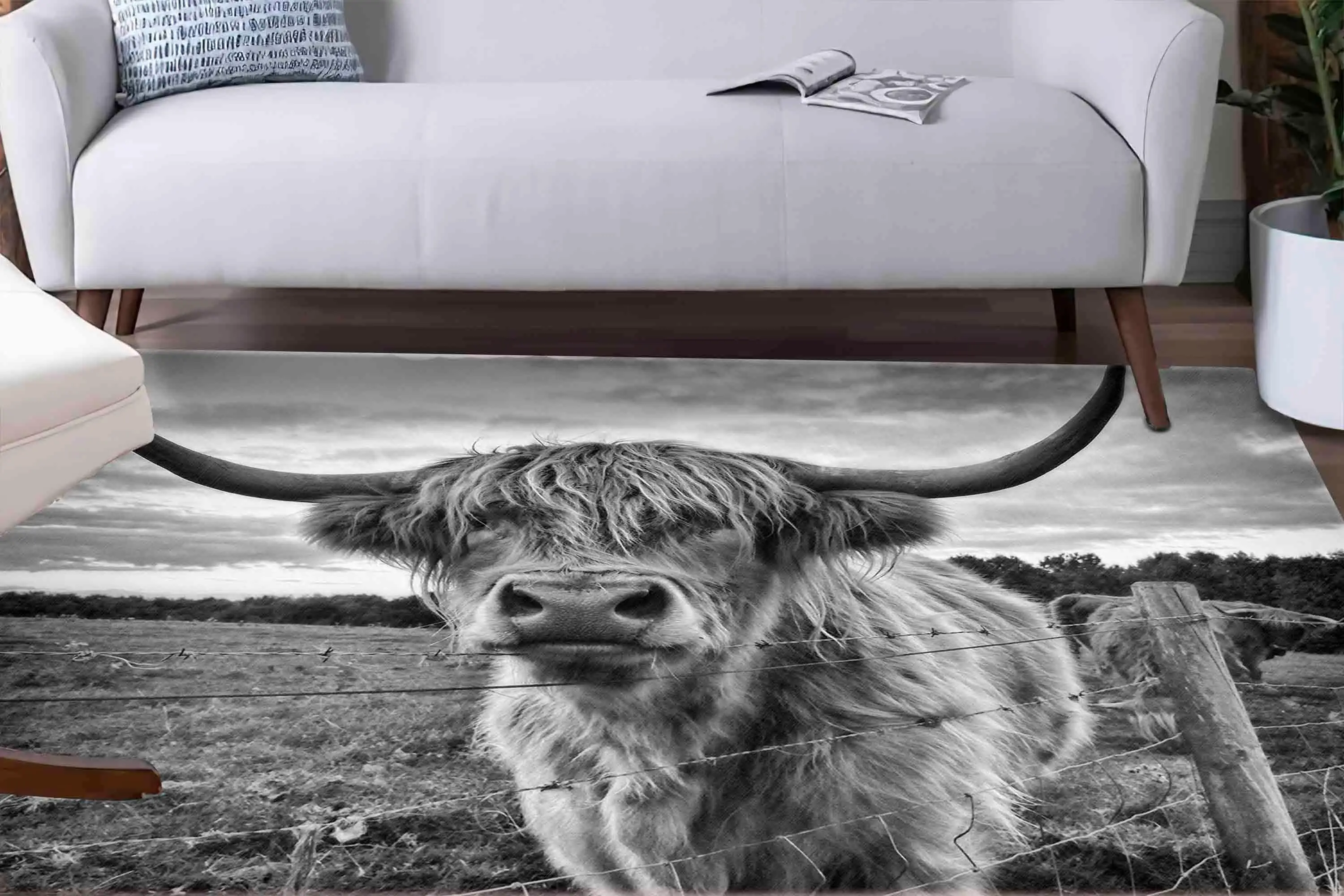 Wild Bull Print Rug: Highland Cow, Bison, Nature, Wildlife Design - 1