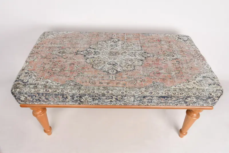 Modular Kilim-Inspired Ottoman, Pink & Gray Wool Blend Sofa Set