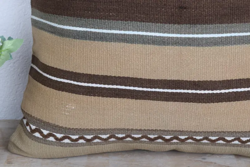 18x18 Beige Cushion Case, Car Pillow Sham, Turkish Kilim Pillow, Kilim Cushion Sham, Natural Cushion, Pillow Cover, Vintage Kilim Throw Pillow - 3