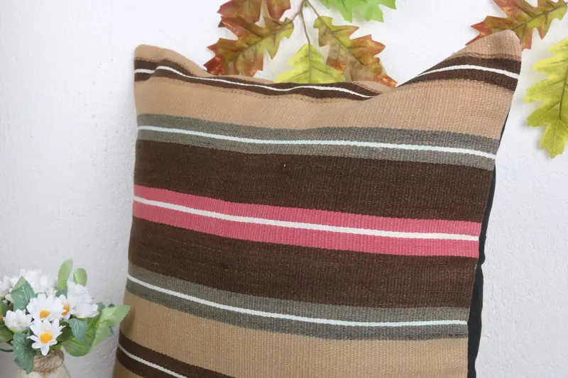 18x18 Beige Cushion Case, Car Pillow Sham, Turkish Kilim Pillow, Kilim Cushion Sham, Natural Cushion, Pillow Cover, Vintage Kilim Throw Pillow - 5