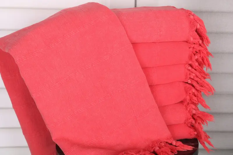 Beach Towel Red Cotton Stonewashed Personalized, 36x67 Inches