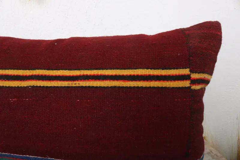 12x24 Red Cushion Cover, Turkish Kilim Pillow, Decorative Throw Pillow, Home Decor Pillow, Natural Pillow, Cotton Pillow, Cushion, Turkish Pillow - 5