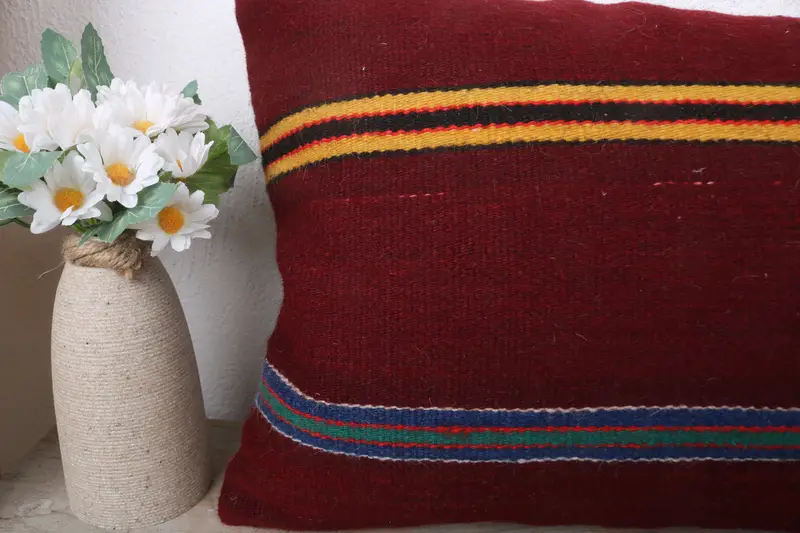 12x24 Red Cushion Cover, Turkish Kilim Pillow, Decorative Throw Pillow, Home Decor Pillow, Natural Pillow, Cotton Pillow, Cushion, Turkish Pillow - 3
