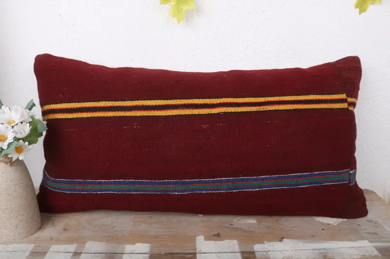 12x24 Red Cushion Cover, Turkish Kilim Pillow, Decorative Throw Pillow, Home Decor Pillow, Natural Pillow, Cotton Pillow, Cushion, Turkish Pillow - 2