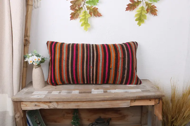 12x24 Orange Pillow Cover, Vintage Pillow, Interior Designer Pillow, Boho Pillow Sham Cover, Ethnic Throw Pillow Cover, Pillow Case - 1