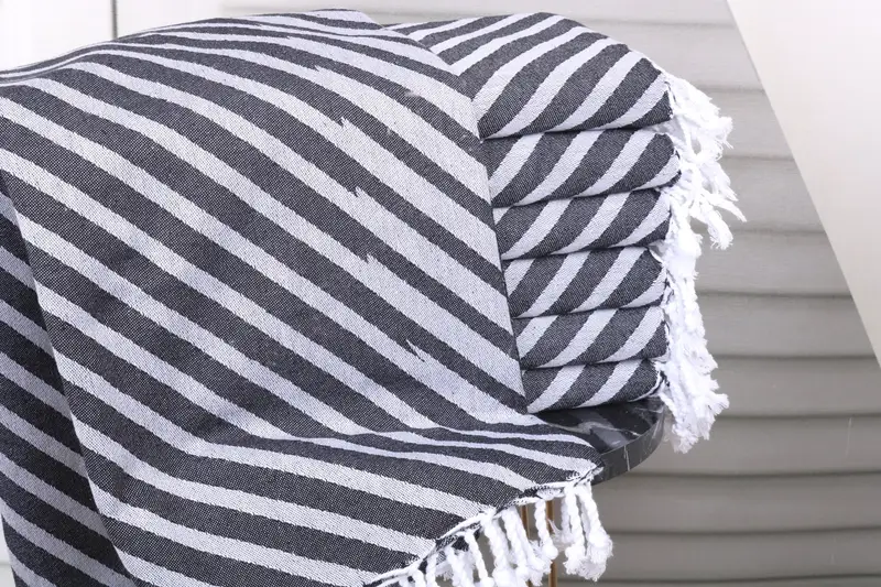 Handmade Gift, 70x40 Cotton Striped Towel, Luxury Turkish peshtemal beach towel, Quick-Dry Beach Towel, Custom Wedding Gifts, Home Decor Gifts - 2