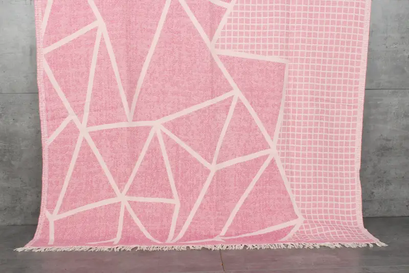 Personalized Gift Asymmetric Design Towel Fuchsia Cotton 40x69 Inches