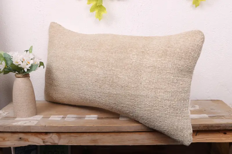 12x24 Beige Pillow Sham, Vintage Kilim Throw Pillow, Pillow for Couch, Bright Pillow Case, Aesthetic Cushion Case, Pillow Sham, Gift Pillow - 4