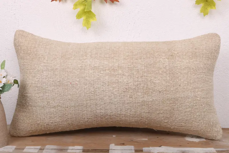 12x24 Beige Pillow Sham, Vintage Kilim Throw Pillow, Pillow for Couch, Bright Pillow Case, Aesthetic Cushion Case, Pillow Sham, Gift Pillow - 2