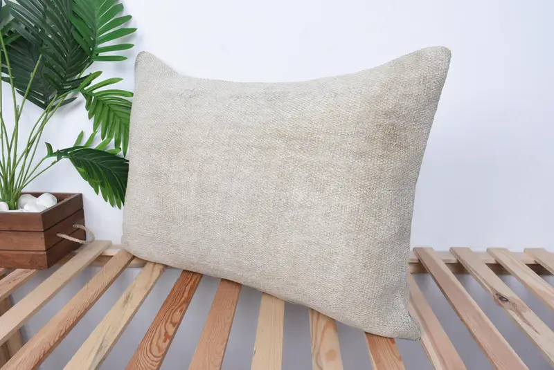 Square Throw Pillow Cover, Vintage Kilim Throw Pillow, 20x28 Beige Cushion, Pillow for Couch, Cushion Cover, Vintage Pillow - 5
