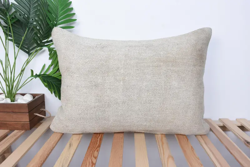 Square Throw Pillow Cover, Vintage Kilim Throw Pillow, 20x28 Beige Cushion, Pillow for Couch, Cushion Cover, Vintage Pillow - 1