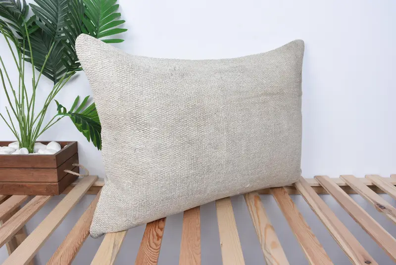 Square Throw Pillow Cover, Vintage Kilim Throw Pillow, 20x28 Beige Cushion, Pillow for Couch, Cushion Cover, Vintage Pillow - 4