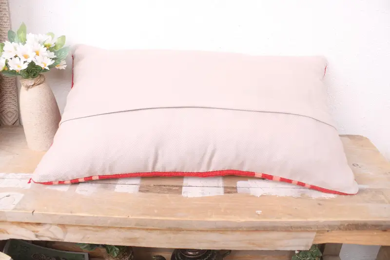 Comfy Throw Cushion Cover, Boho Pillow, Cushion Cover, Kilim Cushion Sham, Aesthetic Pillow Case, 12x20 Red Pillow Case, Antique Pillows - 7