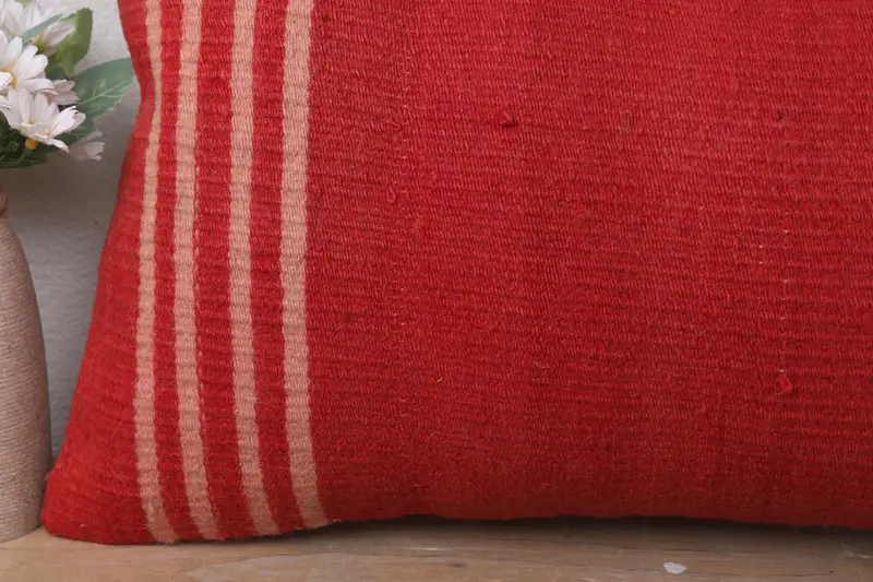 Comfy Throw Cushion Cover, Boho Pillow, Cushion Cover, Kilim Cushion Sham, Aesthetic Pillow Case, 12x20 Red Pillow Case, Antique Pillows - 3