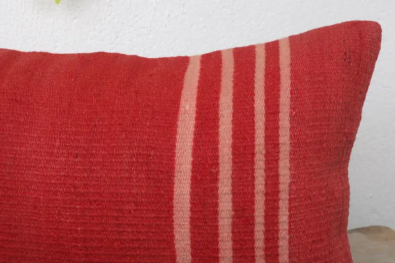 Comfy Throw Cushion Cover, Boho Pillow, Cushion Cover, Kilim Cushion Sham, Aesthetic Pillow Case, 12x20 Red Pillow Case, Antique Pillows - 5