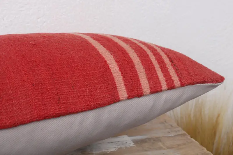 Comfy Throw Cushion Cover, Boho Pillow, Cushion Cover, Kilim Cushion Sham, Aesthetic Pillow Case, 12x20 Red Pillow Case, Antique Pillows - 6